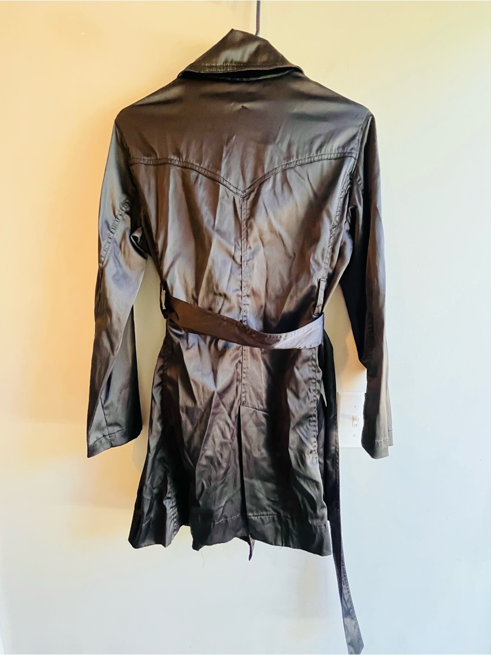 Noblita Classic Double-Breasted Black Trench Coat with Belt XS - Picture 3 of 10